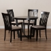 Baxton Studio Nellie Modern and Contemporary Sand Fabric Upholstered and Dark Brown Finished Wood 5-Piece Dining Set - Nellie-Sand/Dark Brown-5PC Dining Set