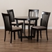 Baxton Studio Nellie Modern and Contemporary Sand Fabric Upholstered and Dark Brown Finished Wood 5-Piece Dining Set - Nellie-Sand/Dark Brown-5PC Dining Set