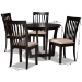 Baxton Studio Nellie Modern and Contemporary Sand Fabric Upholstered and Dark Brown Finished Wood 5-Piece Dining Set - Nellie-Sand/Dark Brown-5PC Dining Set