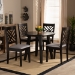 Baxton Studio Lilly Modern and Contemporary Grey Fabric Upholstered and Dark Brown Finished Wood 5-Piece Dining Set - Lilly-Grey/Dark Brown-5PC Dining Set