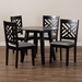 Baxton Studio Lilly Modern and Contemporary Grey Fabric Upholstered and Dark Brown Finished Wood 5-Piece Dining Set - Lilly-Grey/Dark Brown-5PC Dining Set