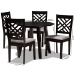 Baxton Studio Lilly Modern and Contemporary Grey Fabric Upholstered and Dark Brown Finished Wood 5-Piece Dining Set - Lilly-Grey/Dark Brown-5PC Dining Set