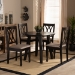 Baxton Studio Millie Modern and Contemporary Sand Fabric Upholstered and Dark Brown Finished Wood 5-Piece Dining Set - Millie-Sand/Dark Brown-5PC Dining Set