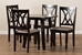 Baxton Studio Millie Modern and Contemporary Sand Fabric Upholstered and Dark Brown Finished Wood 5-Piece Dining Set - Millie-Sand/Dark Brown-5PC Dining Set