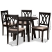 Baxton Studio Millie Modern and Contemporary Sand Fabric Upholstered and Dark Brown Finished Wood 5-Piece Dining Set - Millie-Sand/Dark Brown-5PC Dining Set