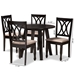Baxton Studio Millie Modern and Contemporary Sand Fabric Upholstered and Dark Brown Finished Wood 5-Piece Dining Set - Millie-Sand/Dark Brown-5PC Dining Set