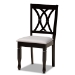 Baxton Studio Millie Modern and Contemporary Grey Fabric Upholstered and Dark Brown Finished Wood 5-Piece Dining Set - Millie-Grey/Dark Brown-5PC Dining Set