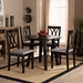 Baxton Studio Millie Modern and Contemporary Grey Fabric Upholstered and Dark Brown Finished Wood 5-Piece Dining Set - Millie-Grey/Dark Brown-5PC Dining Set