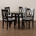 Baxton Studio Millie Modern and Contemporary Grey Fabric Upholstered and Dark Brown Finished Wood 5-Piece Dining Set - Millie-Grey/Dark Brown-5PC Dining Set