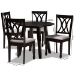 Baxton Studio Millie Modern and Contemporary Grey Fabric Upholstered and Dark Brown Finished Wood 5-Piece Dining Set - Millie-Grey/Dark Brown-5PC Dining Set
