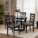 Baxton Studio Leda Modern and Contemporary Grey Fabric Upholstered and Dark Brown Finished Wood 5-Piece Dining Set - Leda-Grey/Dark Brown-5PC Dining Set