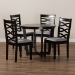 Baxton Studio Leda Modern and Contemporary Grey Fabric Upholstered and Dark Brown Finished Wood 5-Piece Dining Set - Leda-Grey/Dark Brown-5PC Dining Set
