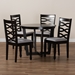 Baxton Studio Leda Modern and Contemporary Grey Fabric Upholstered and Dark Brown Finished Wood 5-Piece Dining Set - Leda-Grey/Dark Brown-5PC Dining Set