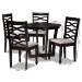 Baxton Studio Leda Modern and Contemporary Grey Fabric Upholstered and Dark Brown Finished Wood 5-Piece Dining Set - Leda-Grey/Dark Brown-5PC Dining Set