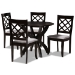 Baxton Studio Savina Modern and Contemporary Grey Fabric Upholstered and Dark Brown Finished Wood 5-Piece Dining Set