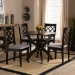 Baxton Studio Savina Modern and Contemporary Grey Fabric Upholstered and Dark Brown Finished Wood 5-Piece Dining Set - Savina-Grey/Dark Brown-5PC Dining Set