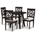 Baxton Studio Eliza Modern and Contemporary Grey Fabric Upholstered and Walnut Brown Finished Wood 5-Piece Dining Set
