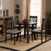 Baxton Studio Eliza Modern and Contemporary Grey Fabric Upholstered and Walnut Brown Finished Wood 5-Piece Dining Set - Eliza-Grey/Dark Brown-5PC Dining Set