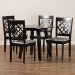 Baxton Studio Eliza Modern and Contemporary Grey Fabric Upholstered and Walnut Brown Finished Wood 5-Piece Dining Set - Eliza-Grey/Dark Brown-5PC Dining Set