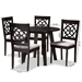 Baxton Studio Eliza Modern and Contemporary Grey Fabric Upholstered and Walnut Brown Finished Wood 5-Piece Dining Set - Eliza-Grey/Dark Brown-5PC Dining Set