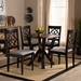 Baxton Studio Alma Modern and Contemporary Grey Fabric Upholstered and Dark Brown Finished Wood 5-Piece Dining Set - Alma-Grey/Dark Brown-5PC Dining Set