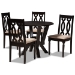 Baxton Studio Anise Modern and Contemporary Sand Fabric Upholstered and Dark Brown Finished Wood 5-Piece Dining Set
