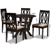 Baxton Studio Anise Modern and Contemporary Sand Fabric Upholstered and Dark Brown Finished Wood 5-Piece Dining Set - Anise-Sand/Dark Brown-5PC Dining Set