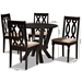 Baxton Studio Anise Modern and Contemporary Sand Fabric Upholstered and Dark Brown Finished Wood 5-Piece Dining Set - Anise-Sand/Dark Brown-5PC Dining Set