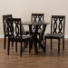 Baxton Studio Anise Modern and Contemporary Grey Fabric Upholstered and Dark Brown Finished Wood 5-Piece Dining Set - Anise-Grey/Dark Brown-5PC Dining Set