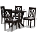 Baxton Studio Anise Modern and Contemporary Grey Fabric Upholstered and Dark Brown Finished Wood 5-Piece Dining Set - Anise-Grey/Dark Brown-5PC Dining Set