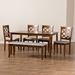 Baxton Studio Andor Modern and Contemporary Grey Fabric Upholstered and Walnut Brown Finished Wood 6-Piece Dining Set - RH330C-Grey/Walnut-6PC Dining Set