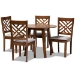 Baxton Studio Lilly Modern and Contemporary Grey Fabric Upholstered and Walnut Brown Finished Wood 5-Piece Dining Set