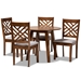 Baxton Studio Lilly Modern and Contemporary Grey Fabric Upholstered and Walnut Brown Finished Wood 5-Piece Dining Set