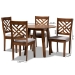 Baxton Studio Lilly Modern and Contemporary Grey Fabric Upholstered and Walnut Brown Finished Wood 5-Piece Dining Set - Lilly-Grey/Walnut-5PC Dining Set