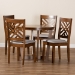 Baxton Studio Alena Modern and Contemporary Grey Fabric Upholstered and Walnut Brown Finished Wood 5-Piece Dining Set - Alena-Grey/Walnut-5PC Dining Set