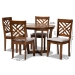 Baxton Studio Alena Modern and Contemporary Grey Fabric Upholstered and Walnut Brown Finished Wood 5-Piece Dining Set - Alena-Grey/Walnut-5PC Dining Set