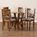 Baxton Studio Elise Modern and Contemporary Grey Fabric Upholstered and Walnut Brown Finished Wood 5-Piece Dining Set - Elise-Grey/Walnut-5PC Dining Set