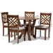 Baxton Studio Elise Modern and Contemporary Grey Fabric Upholstered and Walnut Brown Finished Wood 5-Piece Dining Set - Elise-Grey/Walnut-5PC Dining Set
