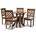 Baxton Studio Elise Modern and Contemporary Grey Fabric Upholstered and Walnut Brown Finished Wood 5-Piece Dining Set - Elise-Grey/Walnut-5PC Dining Set
