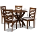 Baxton Studio Aspen Modern and Contemporary Grey Fabric Upholstered and Walnut Brown Finished Wood 5-Piece Dining Set - Aspen-Grey/Walnut-5PC Dining Set