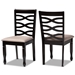 Baxton Studio Lanier Modern and Contemporary Sand Fabric Upholstered Dark Brown Finished 2-Piece Wood Dining Chair Set