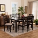 Baxton Studio Lanier Modern and Contemporary Sand Fabric Upholstered Dark Brown Finished Wood 7-Piece Dining Set - RH318C-Sand/Dark Brown-7PC Dining Set