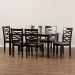 Baxton Studio Lanier Modern and Contemporary Sand Fabric Upholstered Dark Brown Finished Wood 7-Piece Dining Set - RH318C-Sand/Dark Brown-7PC Dining Set