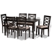 Baxton Studio Lanier Modern and Contemporary Sand Fabric Upholstered Dark Brown Finished Wood 7-Piece Dining Set - RH318C-Sand/Dark Brown-7PC Dining Set