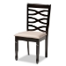 Baxton Studio Mila Modern and Contemporary Sand Fabric Upholstered Dark Brown Finished Wood 7-Piece Dining Set - Mila-Sand/Dark Brown-7PC Dining Set
