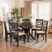 Baxton Studio Mila Modern and Contemporary Sand Fabric Upholstered Dark Brown Finished Wood 7-Piece Dining Set - Mila-Sand/Dark Brown-7PC Dining Set