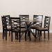 Baxton Studio Mila Modern and Contemporary Sand Fabric Upholstered Dark Brown Finished Wood 7-Piece Dining Set - Mila-Sand/Dark Brown-7PC Dining Set