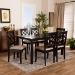 Baxton Studio Verner Modern and Contemporary Sand Fabric Upholstered Dark Brown Finished 7-Piece Wood Dining Set - RH330C-Sand/Dark Brown-7PC Dining Set