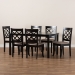 Baxton Studio Verner Modern and Contemporary Sand Fabric Upholstered Dark Brown Finished 7-Piece Wood Dining Set - RH330C-Sand/Dark Brown-7PC Dining Set