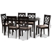 Baxton Studio Verner Modern and Contemporary Sand Fabric Upholstered Dark Brown Finished 7-Piece Wood Dining Set - RH330C-Sand/Dark Brown-7PC Dining Set
